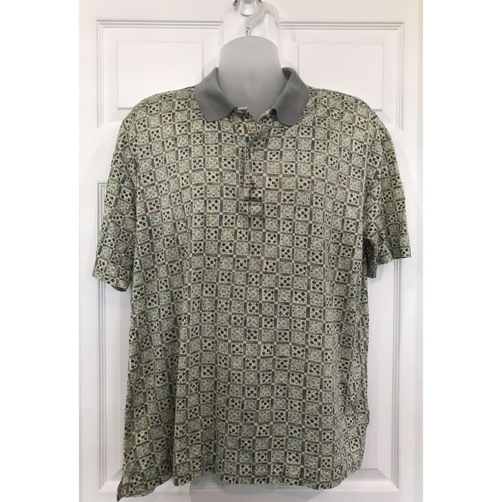 Burma Bibas Mens Soft Mercerized Cotton Polo Shirt Green Gray L